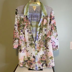 Fig and Flower sheer floral tunic